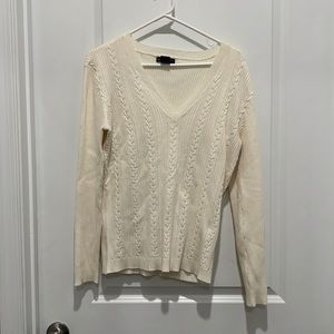 New York and Company V Neck Cream Sweater Women’s Size XL